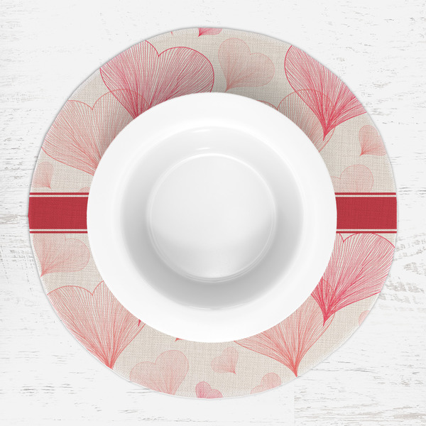 Hearts & Bunnies Round Linen Placemats - LIFESTYLE (single)
