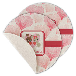 Hearts & Bunnies Round Linen Placemat - Single Sided - Set of 4 (Personalized)