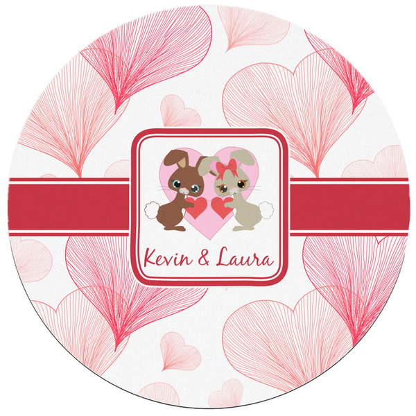 Hearts & Bunnies Round Mousepad - APPROVAL
