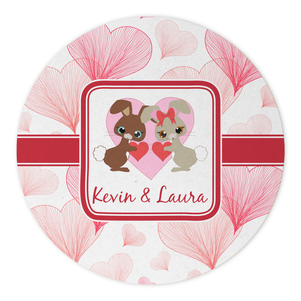 Hearts & Bunnies Round Paper Coaster - Approval