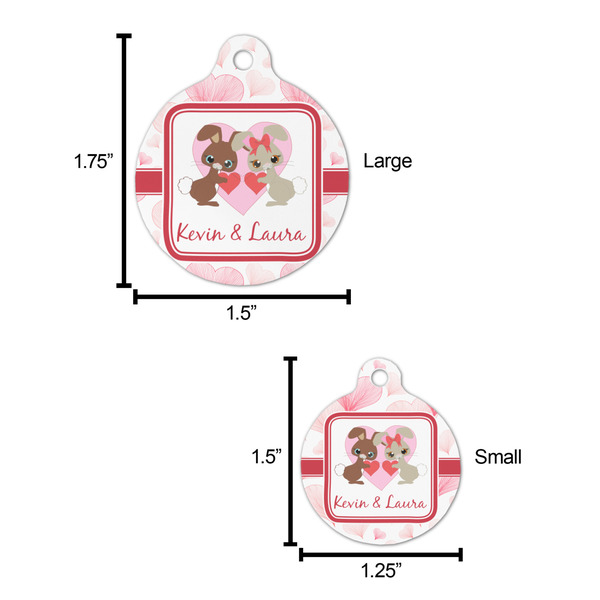 Hearts & Bunnies Round Pet ID Tag - Large - Comparison Scale