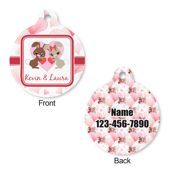Hearts & Bunnies Round Pet Tag - Front & Back