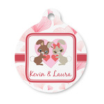Hearts & Bunnies Round Pet ID Tag - Small (Personalized)