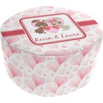 Hearts & Bunnies Round Pouf Ottoman (Personalized)