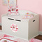 Hearts & Bunnies Round Wall Decal on Toy Chest