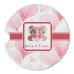 Hearts & Bunnies Sandstone Car Coaster - Single (Personalized)