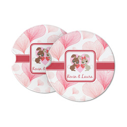 Hearts & Bunnies Sandstone Car Coasters - Set of 2 (Personalized)