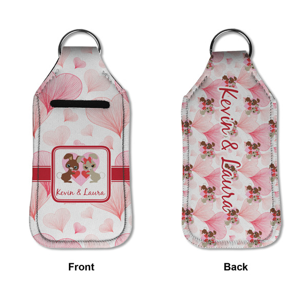 Hearts & Bunnies Sanitizer Holder Keychain - Large APPROVAL (Flat)