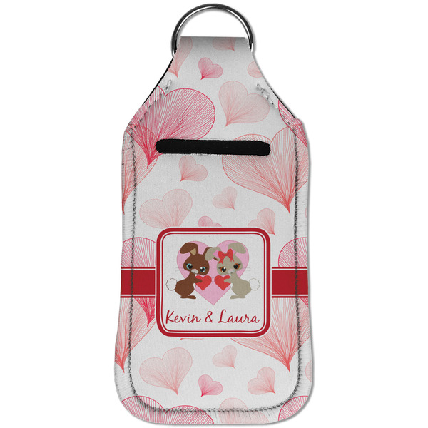 Hearts & Bunnies Sanitizer Holder Keychain - Large (Front)