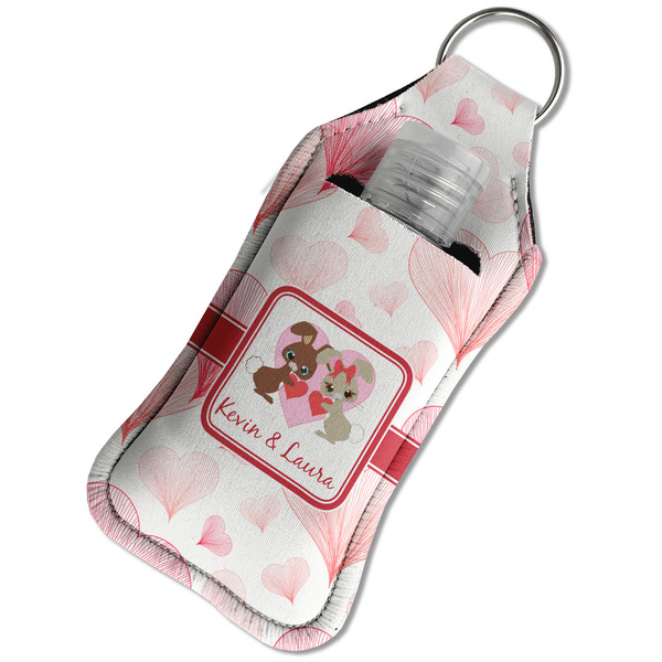 Hearts & Bunnies Sanitizer Holder Keychain - Large in Case