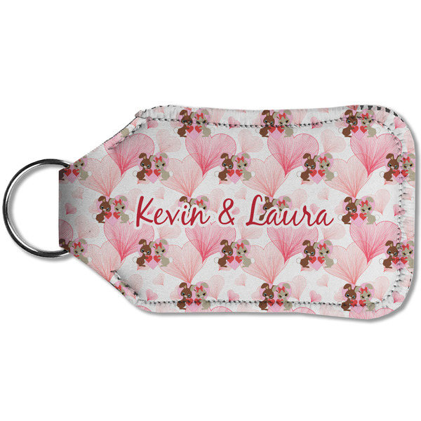 Hearts & Bunnies Sanitizer Holder Keychain - Small (Back)