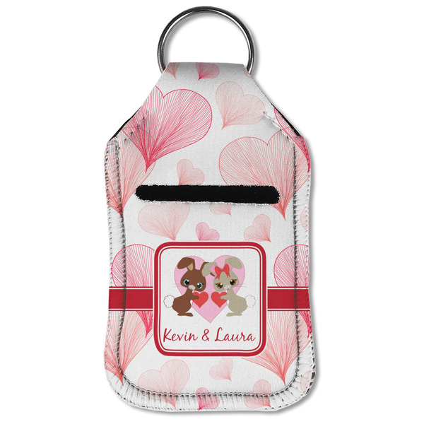 Hearts & Bunnies Sanitizer Holder Keychain - Small (Front Flat)