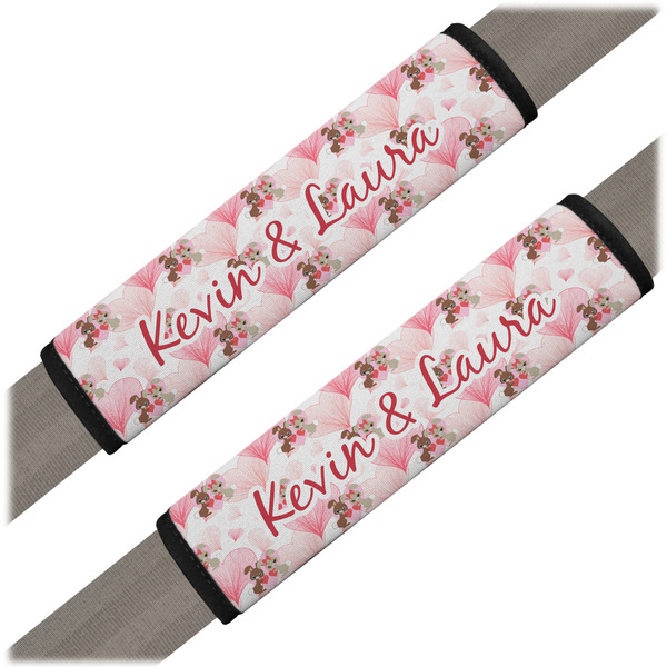 Custom Hearts & Bunnies Seat Belt Covers (Set of 2) (Personalized)