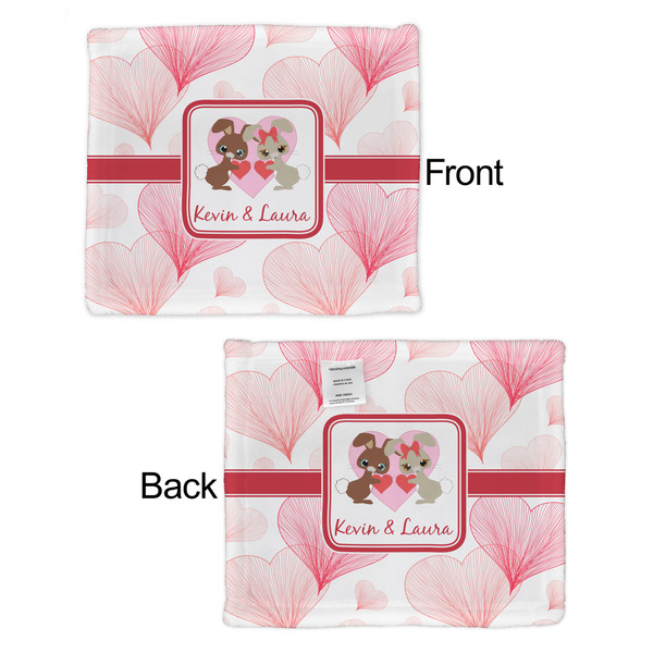 Hearts & Bunnies Security Blanket - Front & Back View