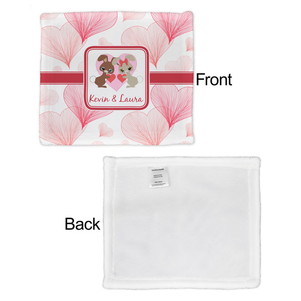 Hearts & Bunnies Security Blanket - Front & White Back View