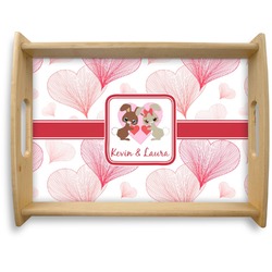 Hearts & Bunnies Natural Wooden Tray - Large (Personalized)
