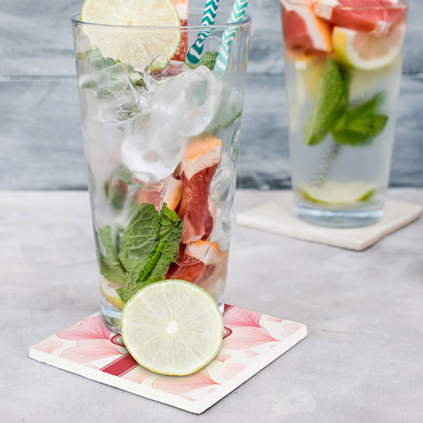 Hearts & Bunnies Set of 4 Stone Coasters - In Context View