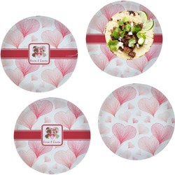 Hearts & Bunnies Set of 4 Glass Lunch / Dinner Plate 10" (Personalized)