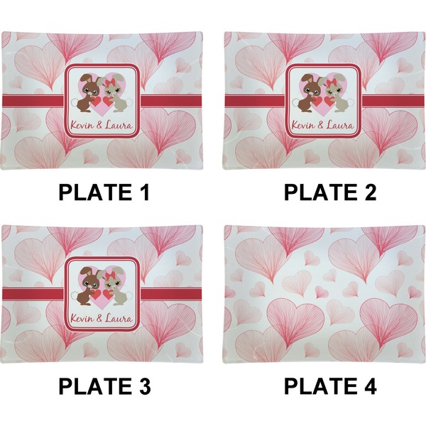 Hearts & Bunnies Set of Rectangular Appetizer / Dessert Plates (Approval)