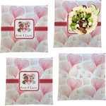 Hearts & Bunnies Set of 4 Glass Square Lunch / Dinner Plate 9.5" (Personalized)