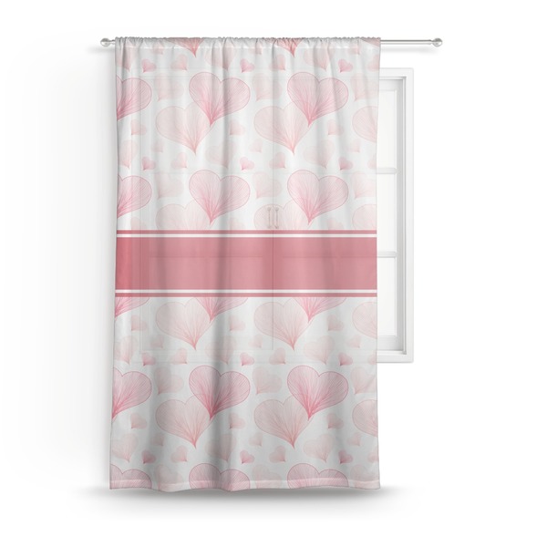 Custom Hearts & Bunnies Sheer Curtain - 50"x84"