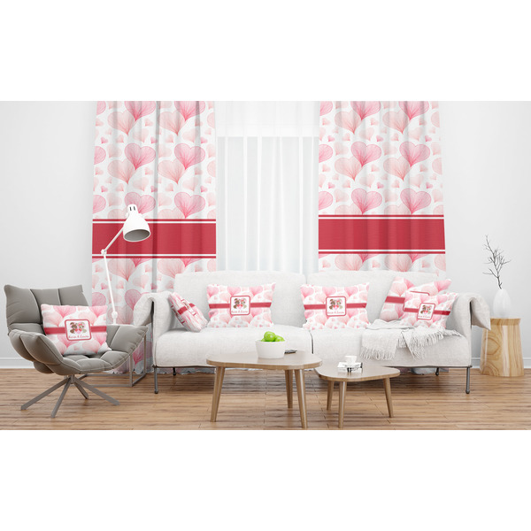 Hearts & Bunnies Sheer and Custom Curtains in Room with Matching Pillows