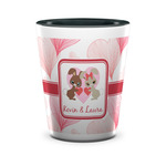 Hearts & Bunnies Ceramic Shot Glass - 1.5 oz - Two Tone - Set of 4 (Personalized)