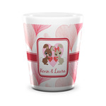 Hearts & Bunnies Ceramic Shot Glass - 1.5 oz - White - Set of 4 (Personalized)
