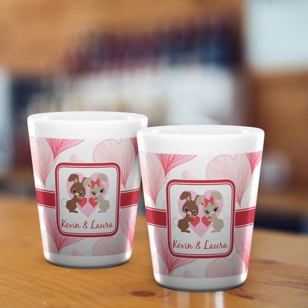 Hearts & Bunnies Shot Glass - White - LIFESTYLE
