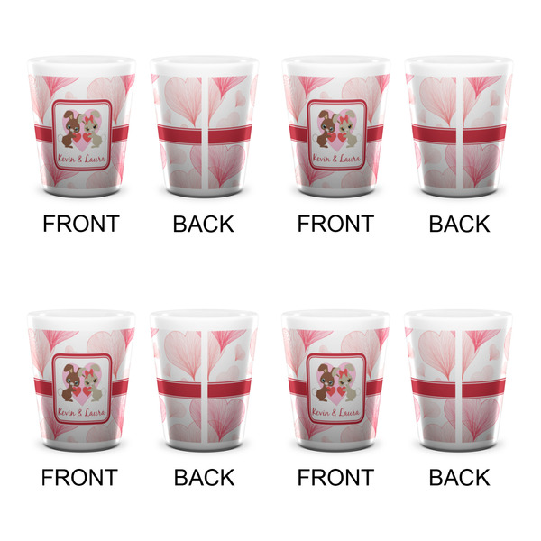Hearts & Bunnies Shot Glass - White - Set of 4 - APPROVAL