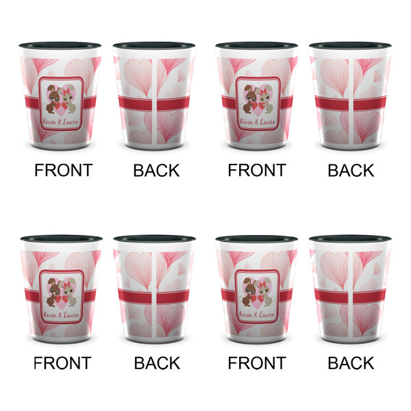 Hearts & Bunnies Shot Glassess - Two Tone - Set of 4 - APPROVAL