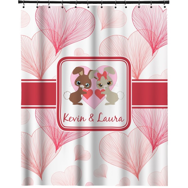 Custom Hearts & Bunnies Extra Long Shower Curtain - 70"x84" (Personalized)