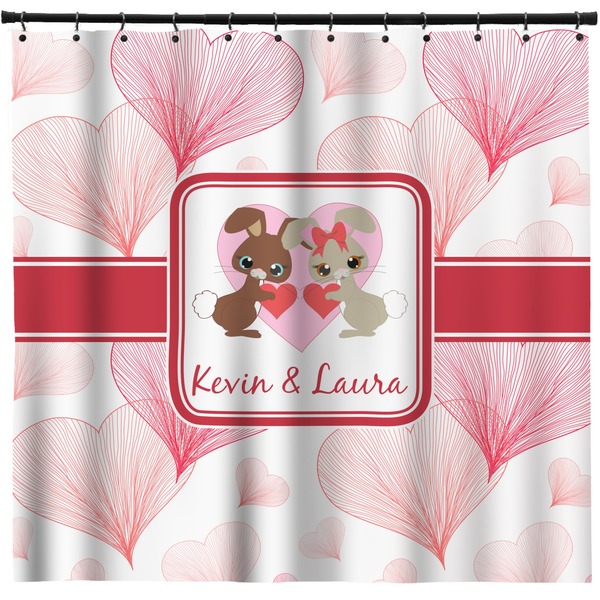 Custom Hearts & Bunnies Shower Curtain - Custom Size (Personalized)