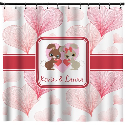 Hearts & Bunnies Shower Curtain (Personalized)