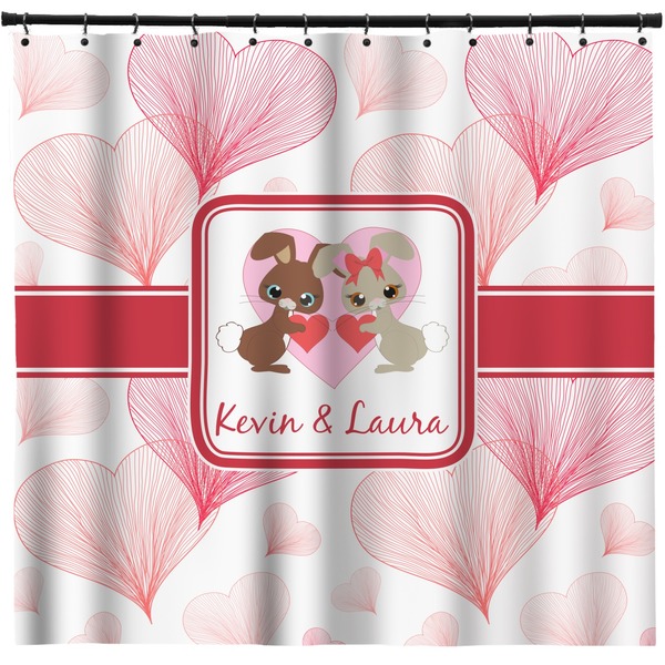 Custom Hearts & Bunnies Shower Curtain - 71" x 74" (Personalized)