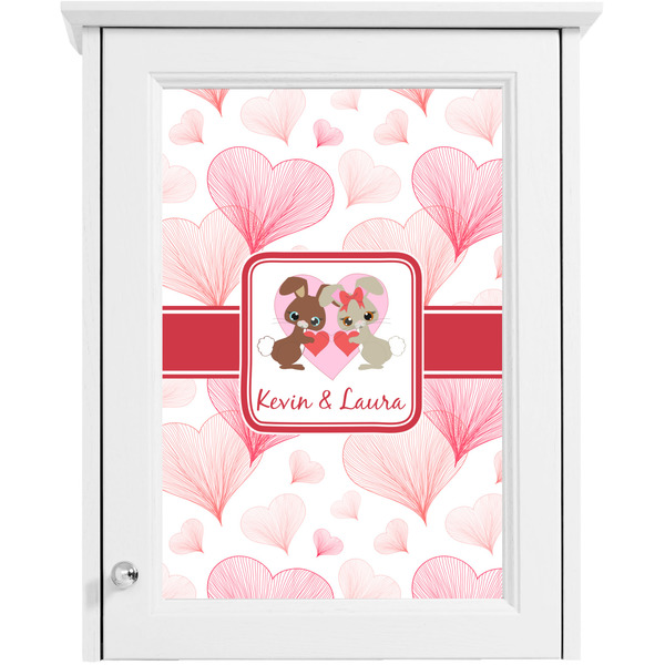 Hearts & Bunnies Single White Cabinet Decal