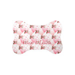 Hearts & Bunnies Bone Shaped Dog Food Mat (Small) (Personalized)