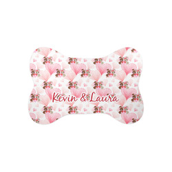 Hearts & Bunnies Bone Shaped Dog Food Mat (Small) (Personalized)