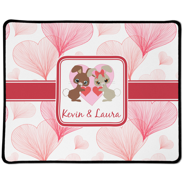 Custom Hearts & Bunnies Large Gaming Mouse Pad - 12.5" x 10" (Personalized)