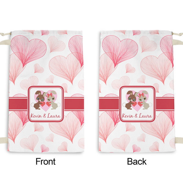 Hearts & Bunnies Small Laundry Bag - Front & Back View