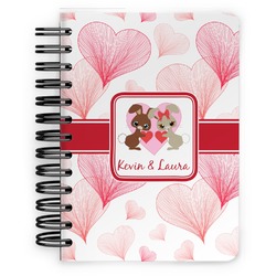 Hearts & Bunnies Spiral Notebook - 5x7 w/ Couple's Names