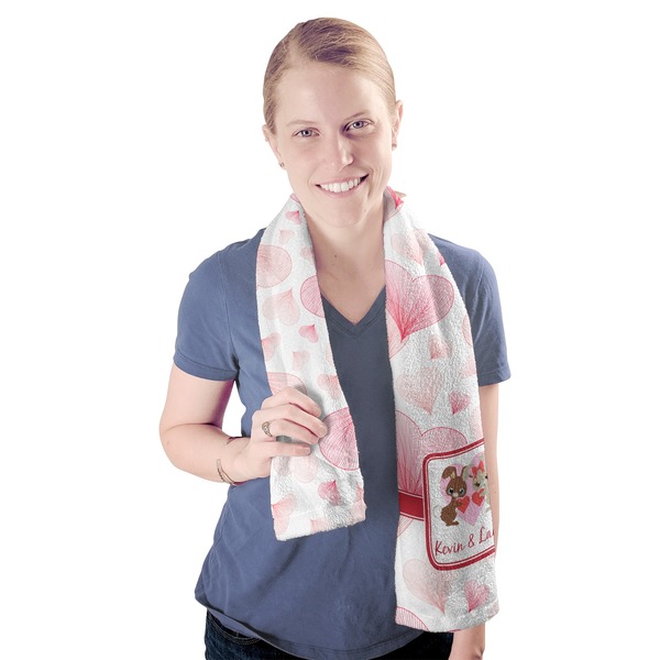 Hearts & Bunnies Sport Towel - Exercise use - Model