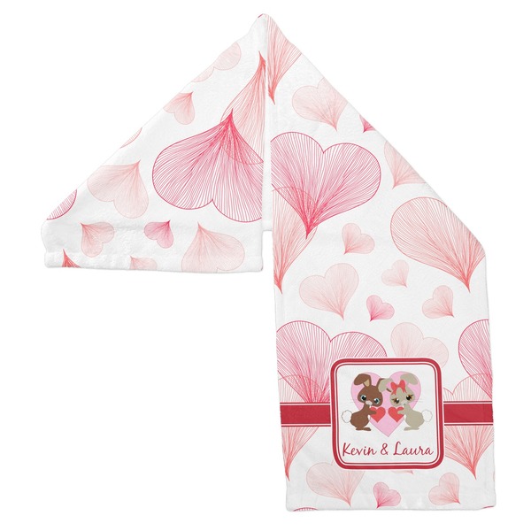 Hearts & Bunnies Sports Towel Folded - Both Sides Showing