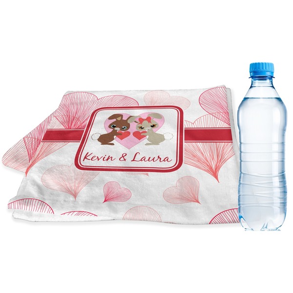 Custom Hearts & Bunnies Sports & Fitness Towel (Personalized)