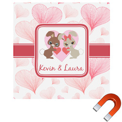 Hearts & Bunnies Square Car Magnet - 10" (Personalized)