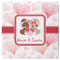 Hearts & Bunnies Square Rubber Backed Coaster (Personalized)