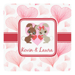 Hearts & Bunnies Square Decal - Large (Personalized)