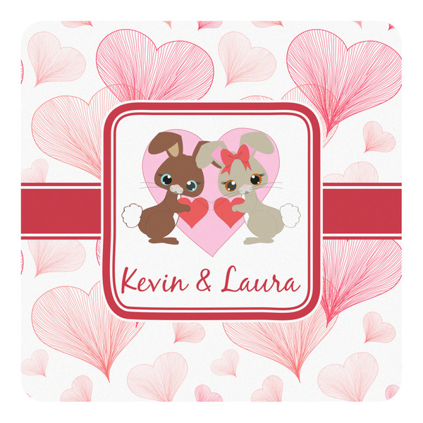 Custom Hearts & Bunnies Square Decal - XLarge (Personalized)