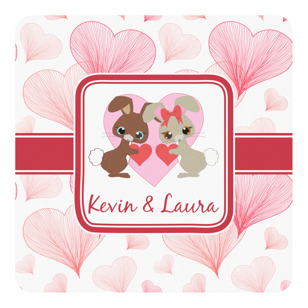 Custom Hearts & Bunnies Square Decal - Medium (Personalized)