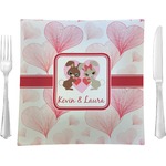 Hearts & Bunnies Glass Square Lunch / Dinner Plate 9.5" (Personalized)